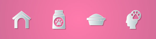 设剪纸狗屋袋食品宠物碗及图片下载