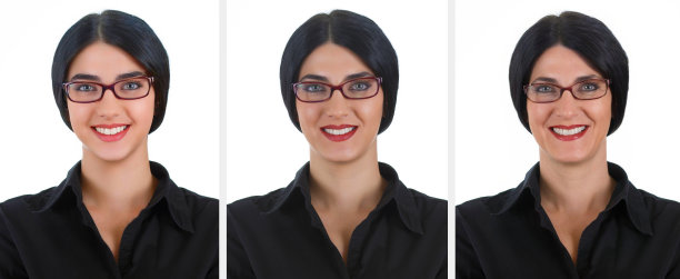 不同年龄的深色头发女人的肖像和面部表情。青年、成熟、老年观念。传递理念，美丽的老师，图片下载