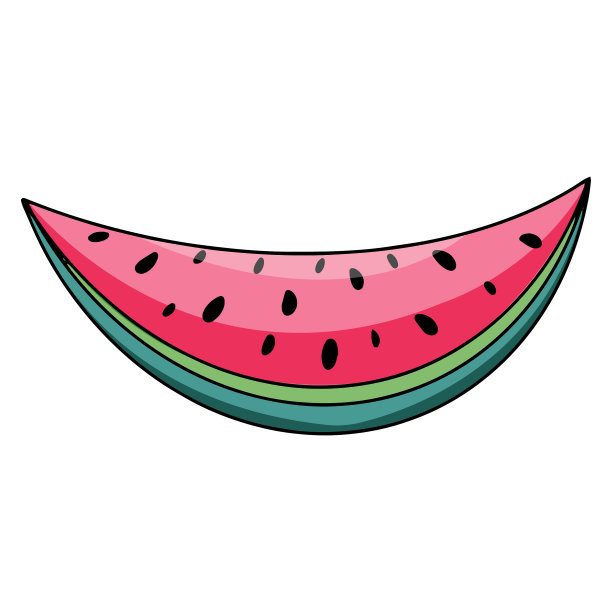 西瓜切片新鲜的夏季水果手绘图片下载