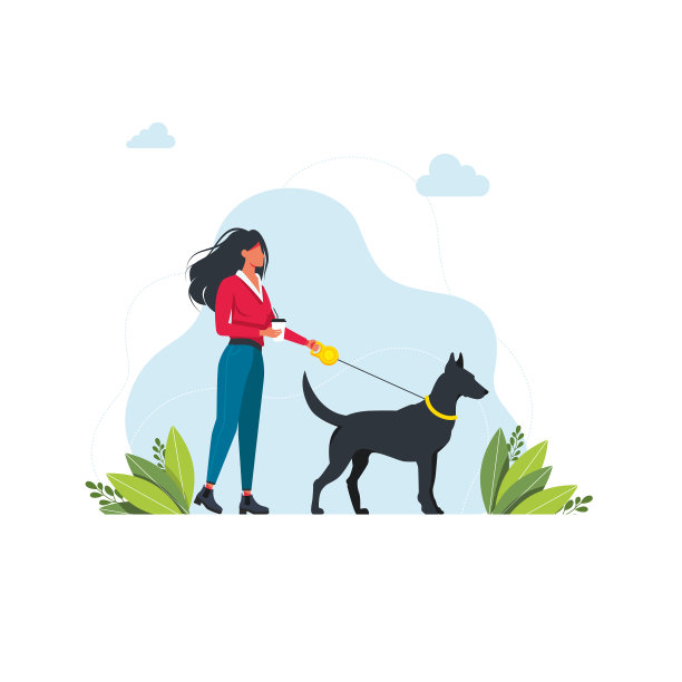 那个女人牵着一条大狗在散步图片下载