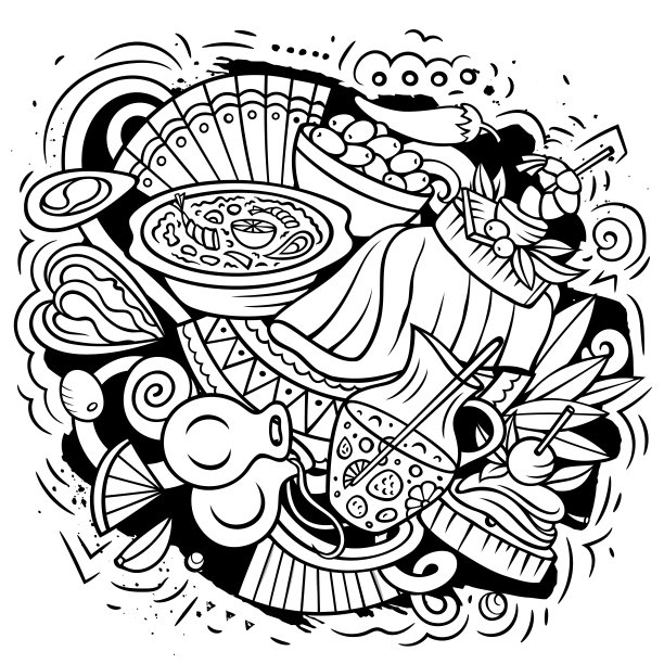 西班牙手绘卡通涂鸦插画图片下载