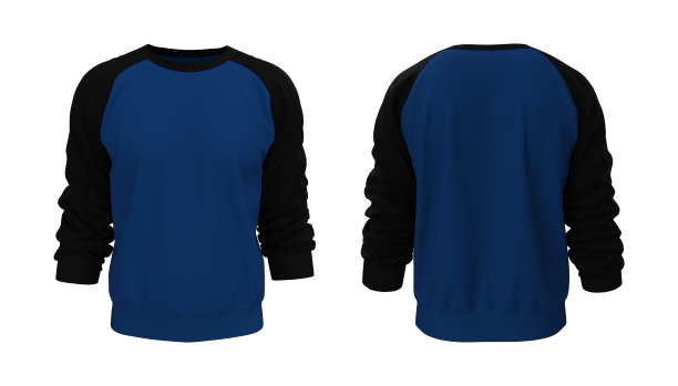 空白运动衫模拟在前面和后面的观点图片下载