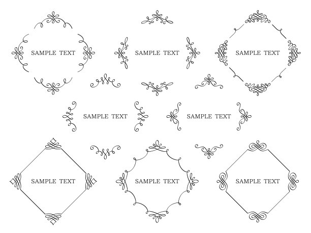 欧式风格的菱形书法线条框架图片下载