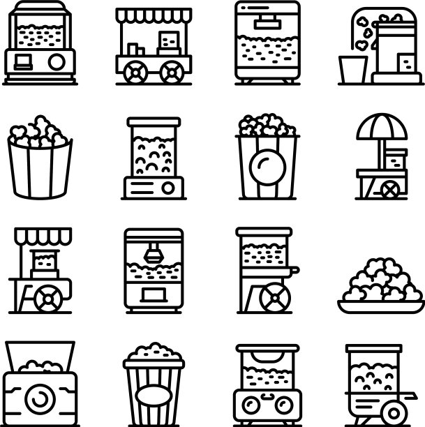 爆米花机图标设置轮廓风格图片下载