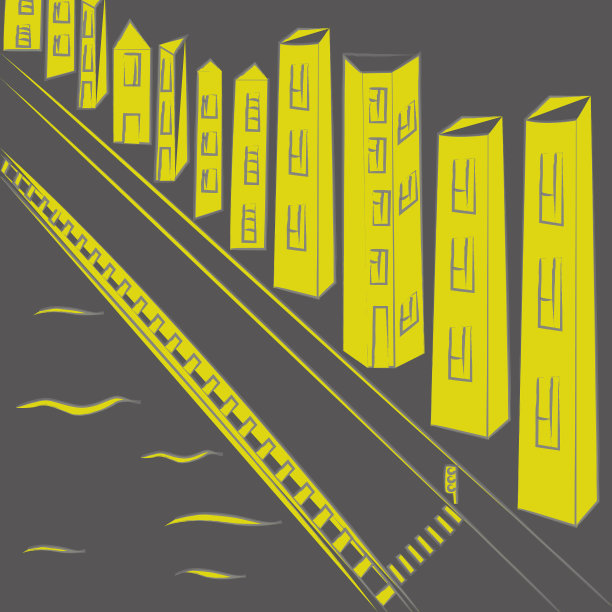 堤岸上五颜六色的夜城图片下载