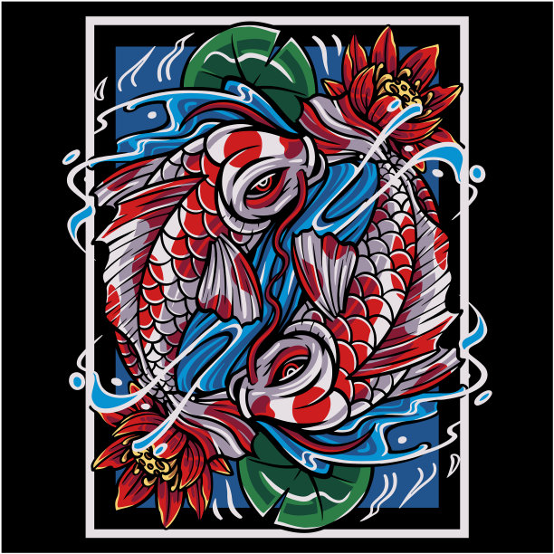 锦鲤鱼吉祥物标志设计图片下载