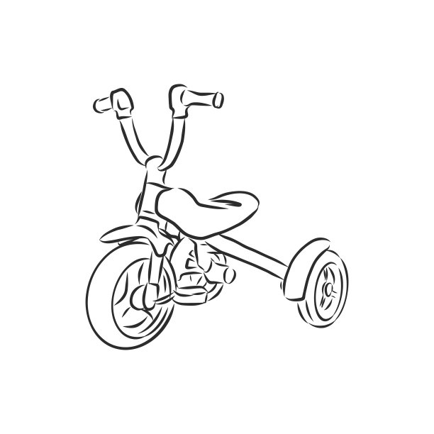 手绘儿童自行车涂鸦素描儿童图片下载