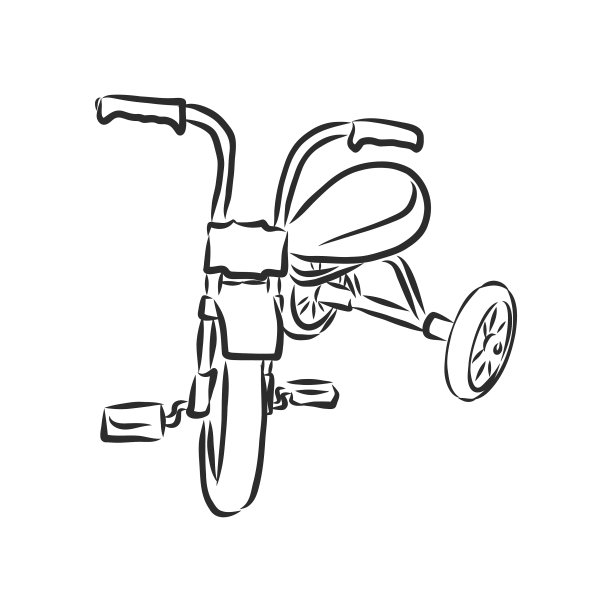 手绘儿童自行车涂鸦素描儿童图片下载