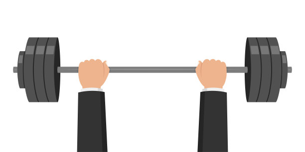 杠铃重量。双手举起杠铃的重量。举重训练。矢量插图。图片下载
