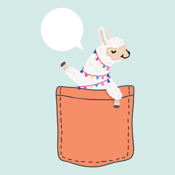 可爱的羊驼脸在口袋里图片下载