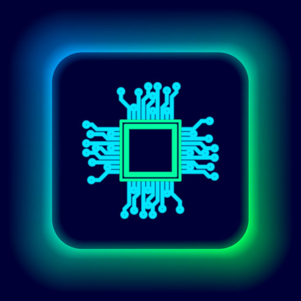 发光的霓虹灯线作为数字电路人脑图片下载