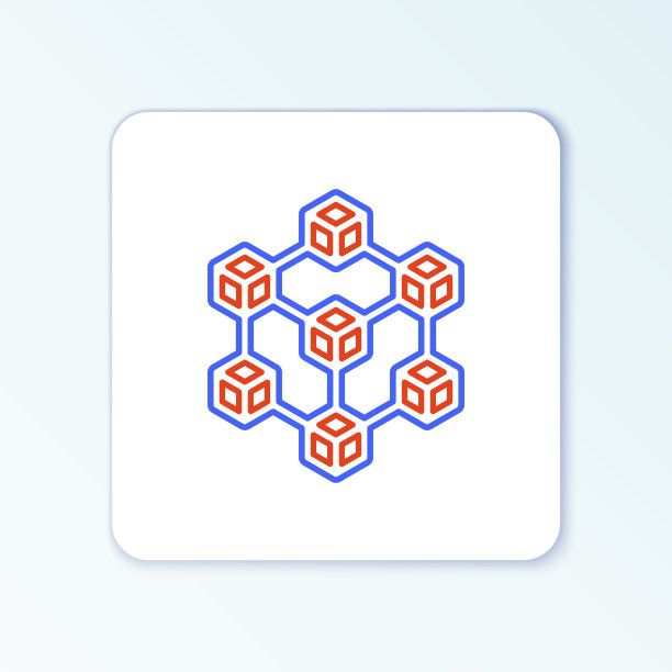 线区块链技术图标隔离在白色图片下载