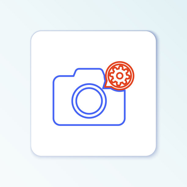 线照片相机和齿轮图标孤立在白色图片下载