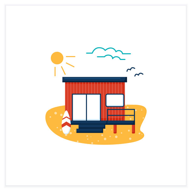 海滩小屋平面图标图片下载