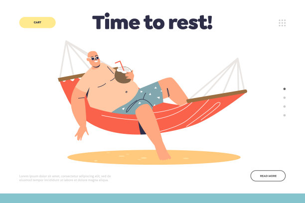在吊床上放松的男子陆地概念页面图片下载