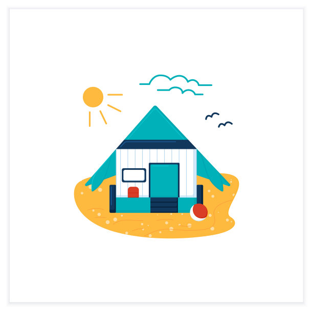 海滩小屋平面图标图片下载