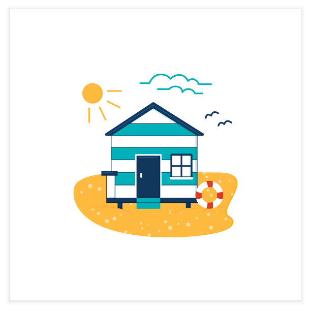 海滩小屋平面图标图片下载