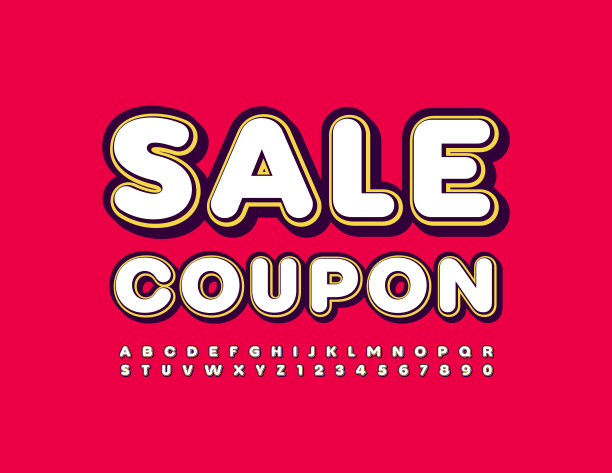 向量业务模板销售优惠券。时髦的字母和数字图片下载