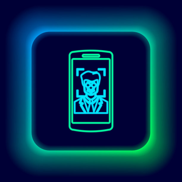 发光的霓虹线手机和脸图片下载