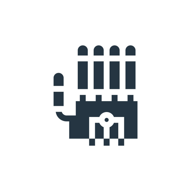 机械手图标。字形机械手图标用于网站设计和移动，应用程序开发，打印。机器人手图标从充满未来的技术收集孤立的白色背景。图片下载