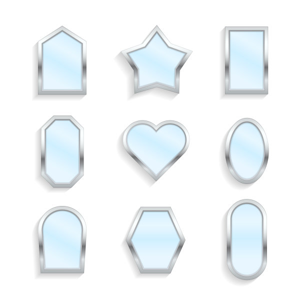 现实的空镜子反射玻璃3D图标图片下载