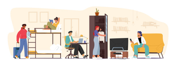 学生宿舍室内。学年生活、睡觉和学习的地方。选择回家图片下载