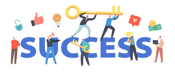 成功的概念。商业人物团队攀登与巨大的金钥匙商人的团队合作和领导图片下载