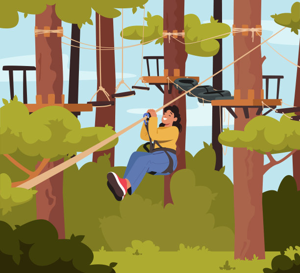 快乐女人在攀爬中心，极限娱乐，户外家庭活动和放松。运动或爱好图片下载