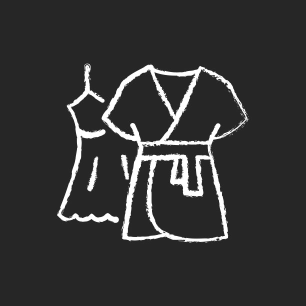 迷你裙与长袍粉笔白色图标在黑暗的背景图片下载