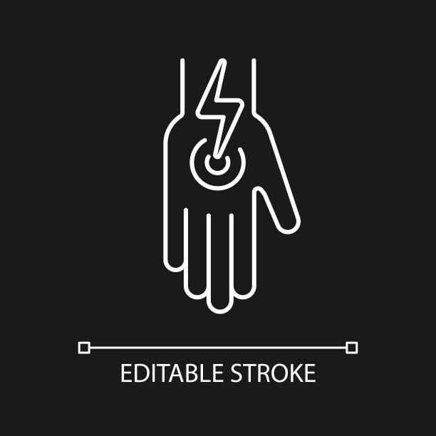 手臂和腿部抽筋白色线性图标为黑暗主题图片下载