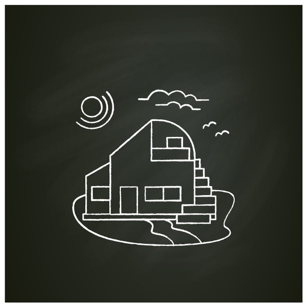 海滩小屋粉笔图标图片下载