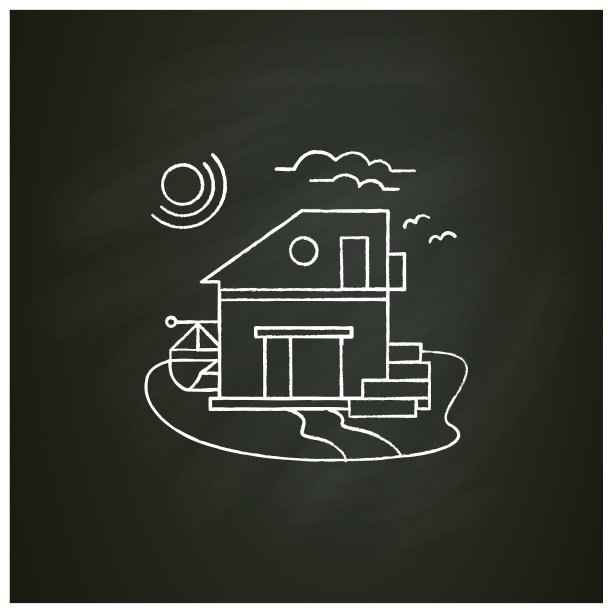 泳滩小屋粉笔图标图片下载