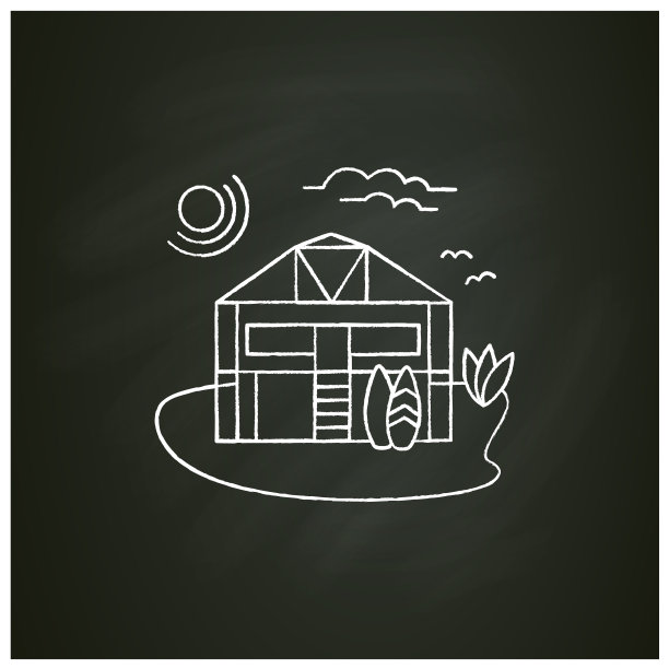 泳滩小屋粉笔图标图片下载