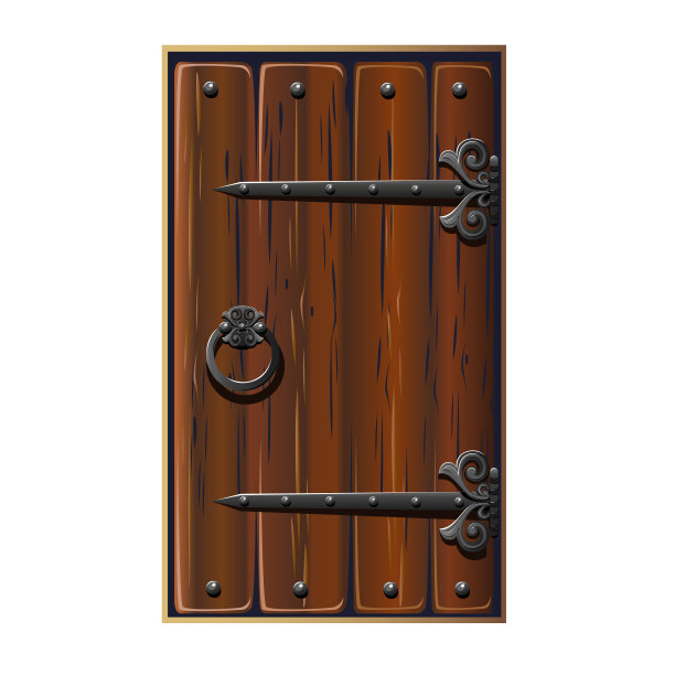 带有锻造手柄的古老童话门图片下载