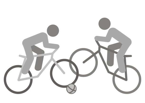 自行车球，两个骑自行车的人带球，eps。图片下载