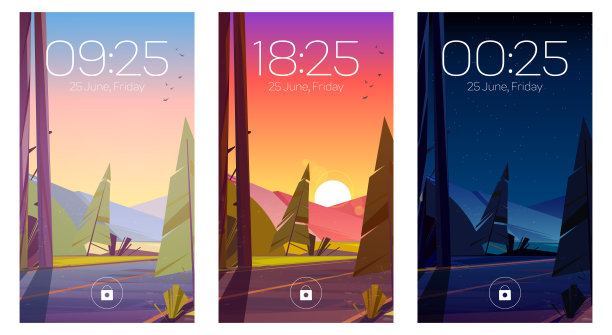 手机屏保与森林和道路图片下载