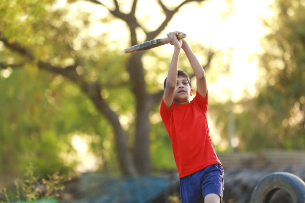 农村印度孩子打板球图片下载