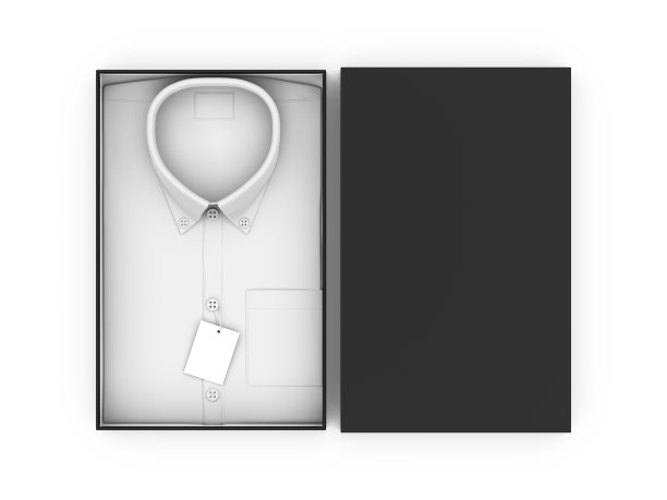 空白衬衫硬纸盒包装，3d渲染插图。图片下载