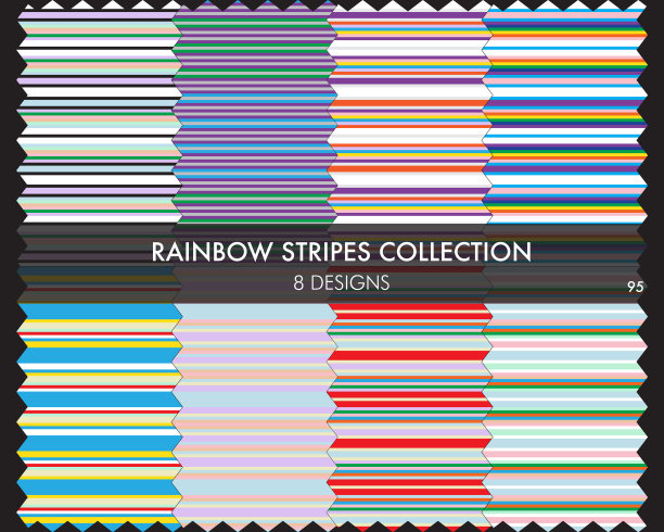 彩虹条纹无缝图案系列图片下载