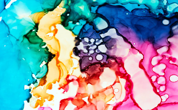 抽象色彩背景，手绘酒精画，液体墨技法设计图片下载