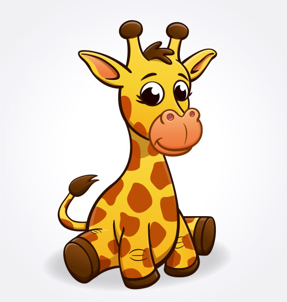 可爱的卡通小长颈鹿坐着图片下载
