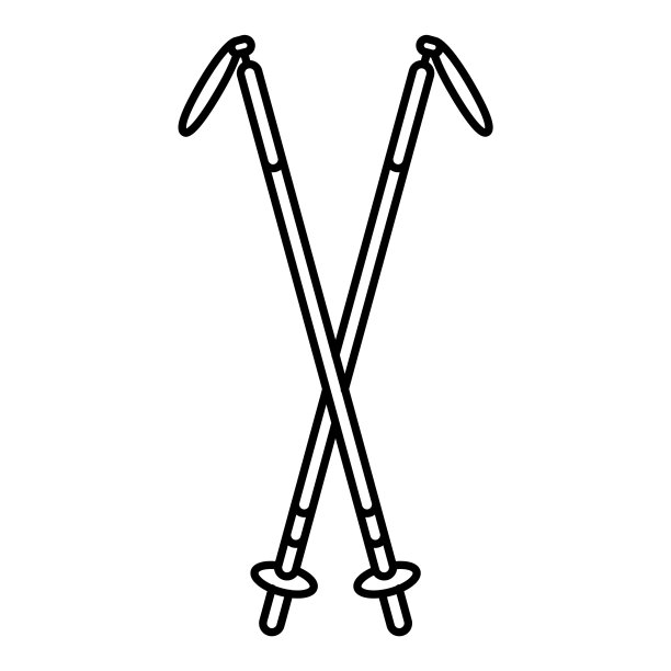 北欧手杖是旅游设备的标志图片下载