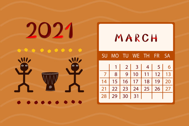 日历非洲2021年3月周开始图片下载