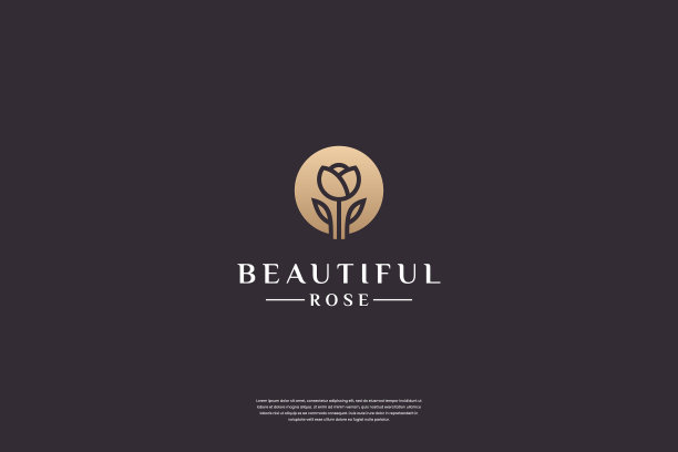 极简优雅的花玫瑰标志设计图片下载