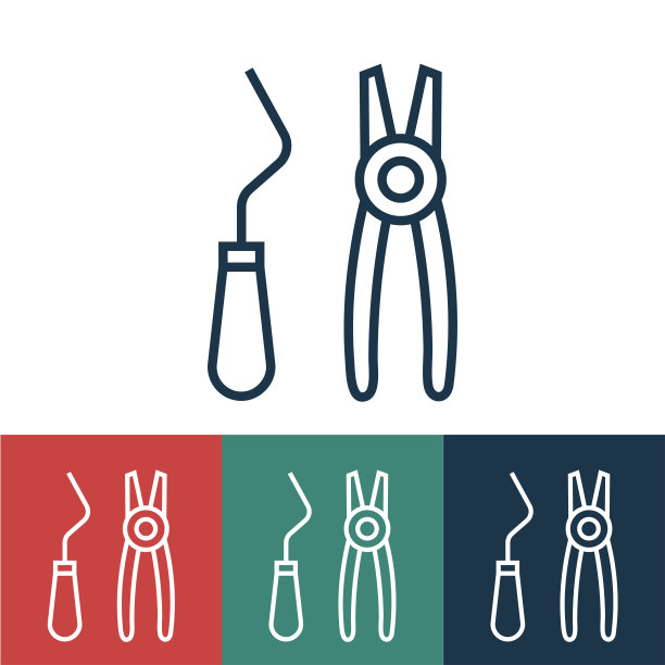 线性矢量图标与工具牙医图片下载