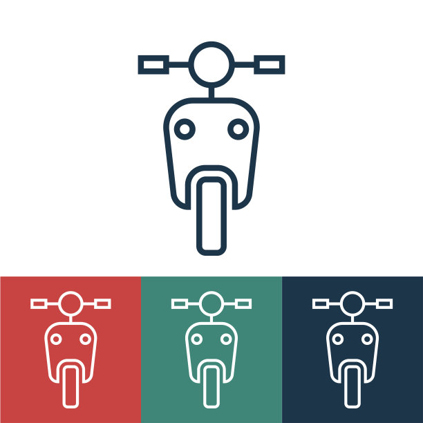 线性矢量图标与摩托车图片下载