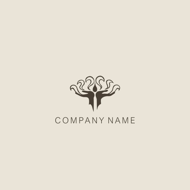 简单矢量平面艺术、符号;花卉，抽象的图标莲花，手和花瓣剪影;会徽模板图片下载