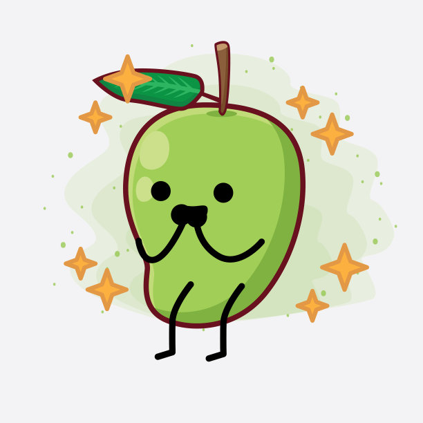 可爱的芒果水果性格与简单的脸手图片下载