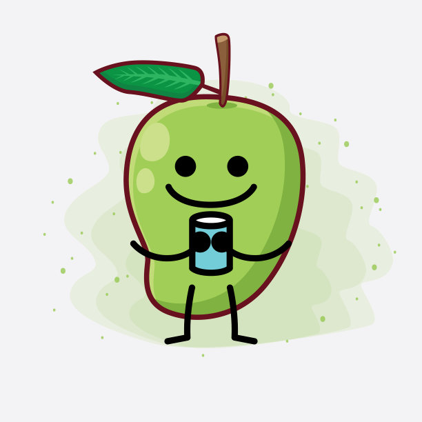 可爱的芒果水果性格与简单的脸手图片下载