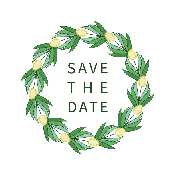 框架与鲜花和郁金香叶。花圈、花束中有文字的地方。现代设计的请柬和卡片。向量图片下载